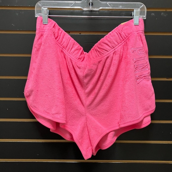 PINK Victoria's Secret Bright Pink varsity Lounge Shorts - Picture 1 of 3